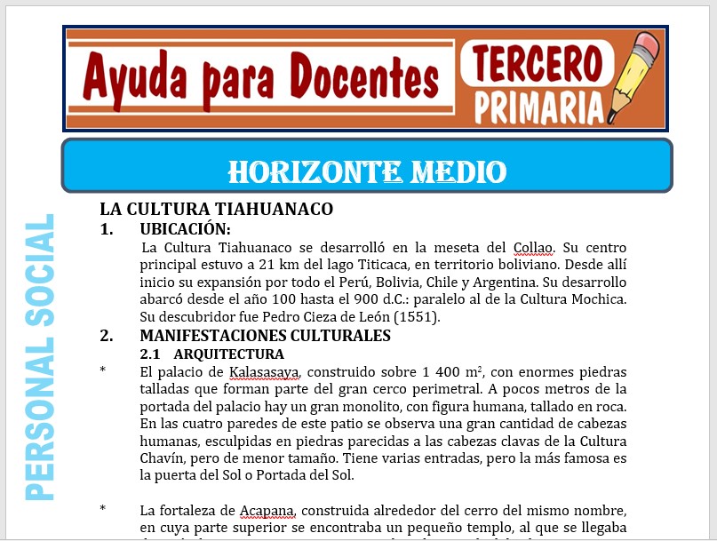 Modelo de la Ficha de El Horizonte medio para Tercero de Primaria Modelo de la Ficha de El Horizonte medio para Tercero de Primaria
