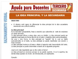 Modelo de la Ficha de La Idea Principal Y la Secundaria para Tercero de Secundaria