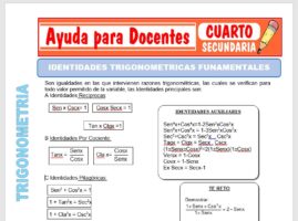 Modelo de la Ficha de Identidades Trigonométricas Fundamentales para Cuarto de Secundaria