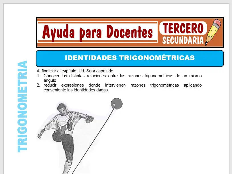 Modelo de la Ficha de Identidades Trigonométricas para Tercero de Secundaria Modelo de la Ficha de Identidades Trigonométricas para Tercero de Secundaria