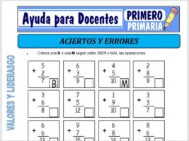 Modelo de la Ficha de Identificación de Aciertos y Errores. para Primero de Primaria
