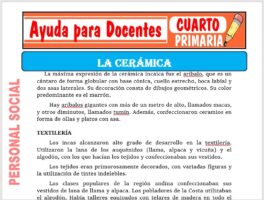 Modelo de la Ficha de La Cerámica para Cuarto de Primaria
