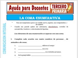 Modelo de la Ficha de La Coma Enumerativa para Tercero de Primaria