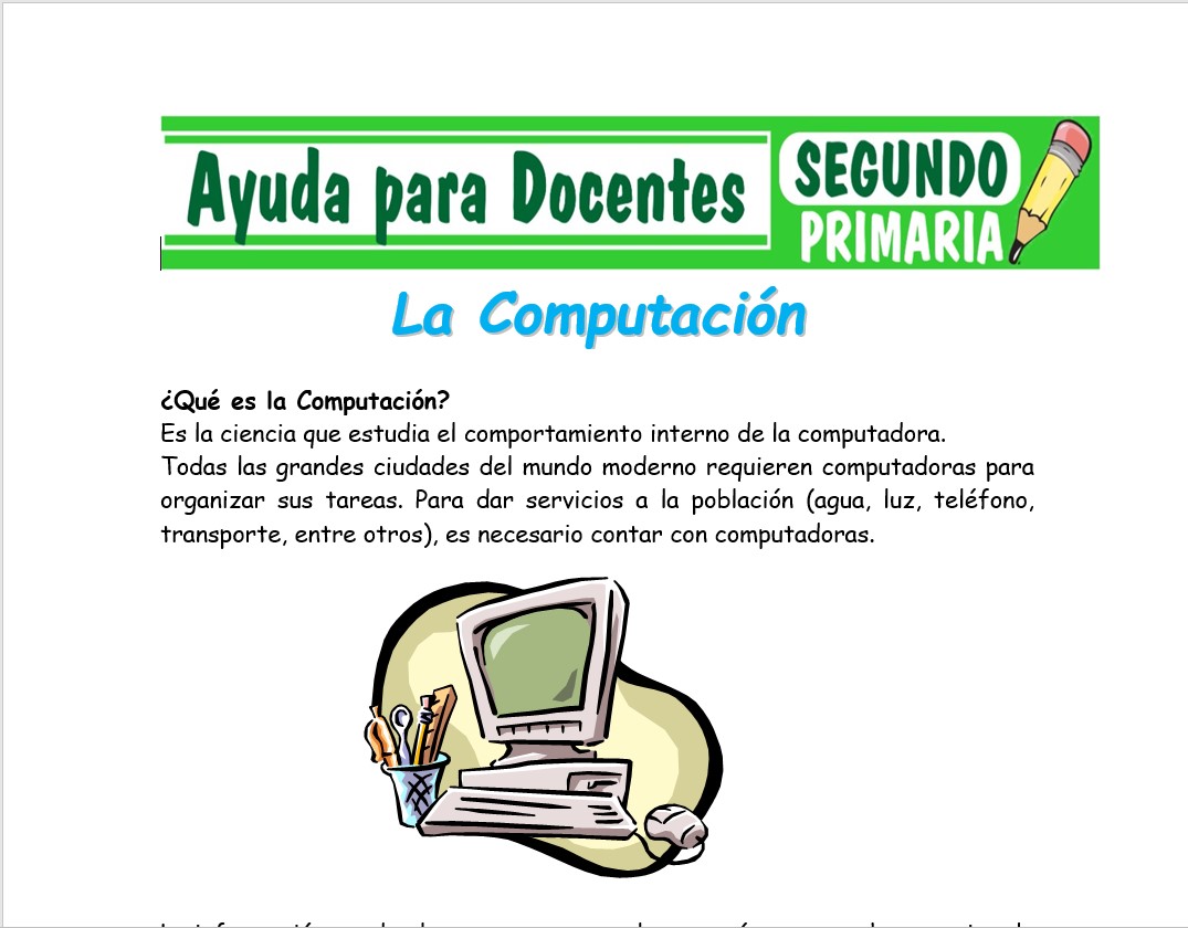 Modelo de la Ficha de La Computación para Segundo de Primaria
