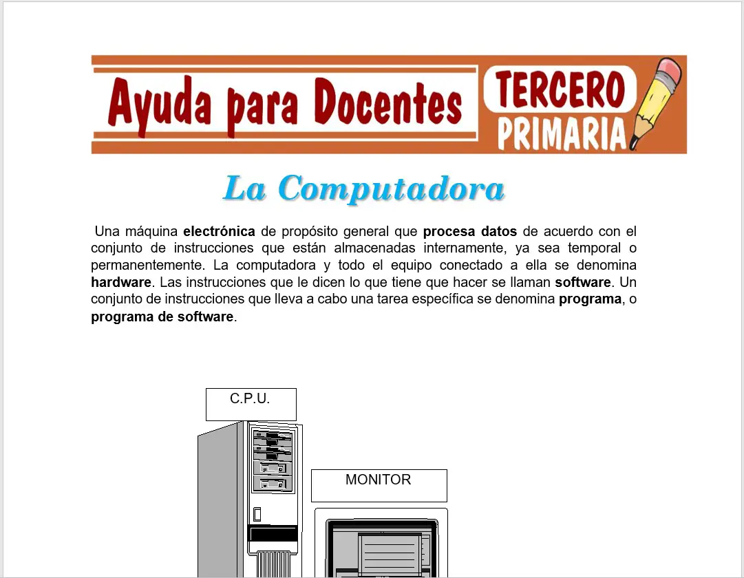 Modelo de la Ficha de La Computadora para Tercero de Primaria
