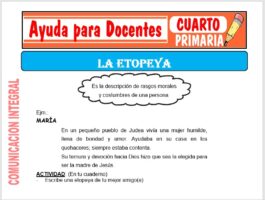 Modelo de la Ficha de La Etopeya para Cuarto de Primaria