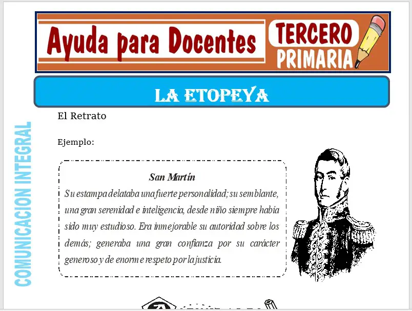 Modelo de la Ficha de La Etopeya para Tercero de Primaria Modelo de la Ficha de La Etopeya para Tercero de Primaria