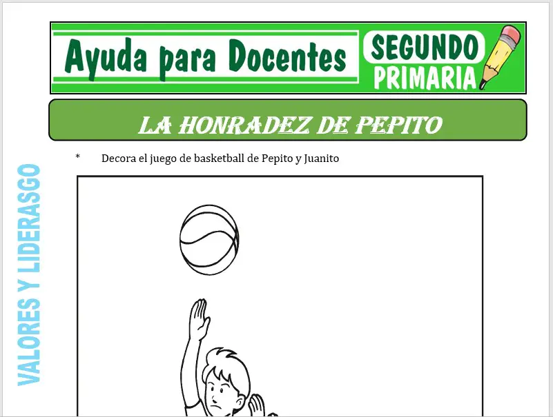 Modelo de la Ficha de La Honradez de Pepito para Segundo de Primaria Modelo de la Ficha de La Honradez de Pepito para Segundo de Primaria