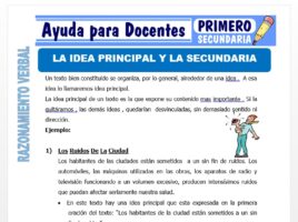 Modelo de la Ficha de La Idea Principal y la Secundaria para Primero de Secundaria