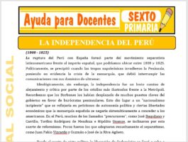 Modelo de la Ficha de La Independencia del Perú para Sexto de Primaria