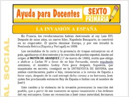 Modelo de la Ficha de La Invasión a España para Sexto de Primaria