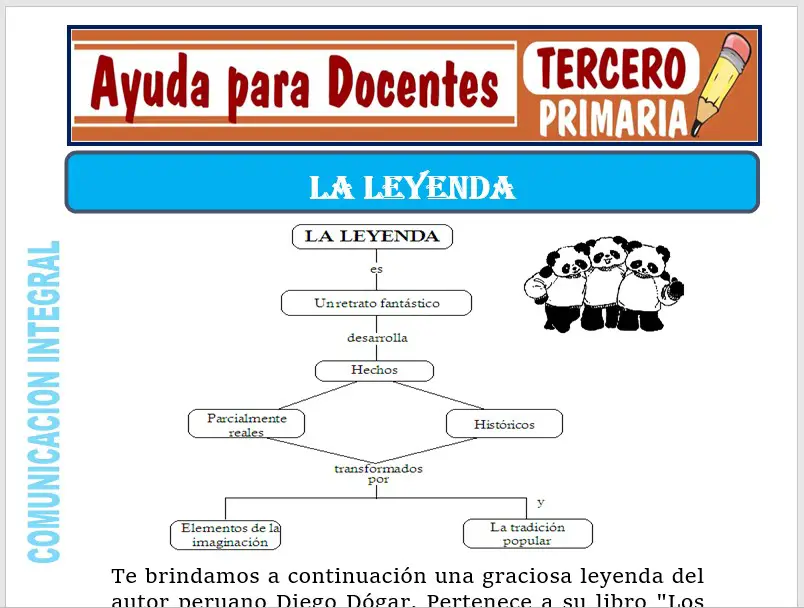 Modelo de la Ficha de La Leyenda para Tercero de Primaria