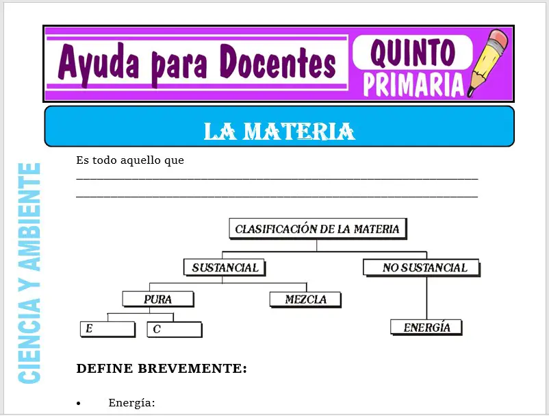 Modelo de la Ficha de La Materia para Quinto de Primaria