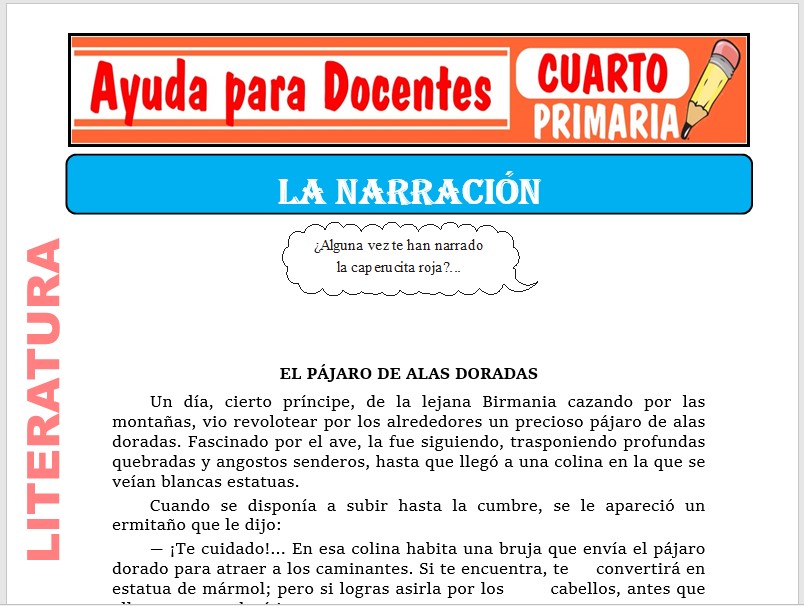Modelo de la Ficha de La Narración para Cuarto de Primaria