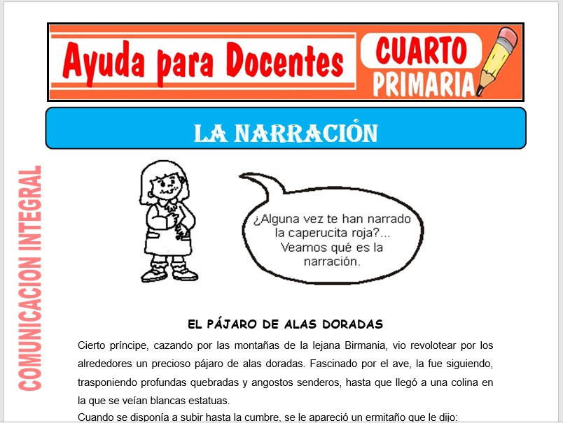 Modelo de la Ficha de La Narración para Cuarto de Primaria