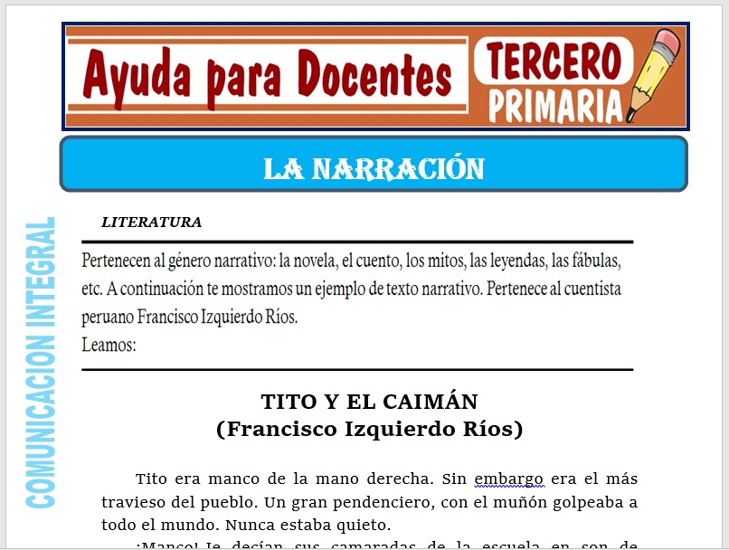 Modelo de la Ficha de La Narración para Tercero de Primaria Modelo de la Ficha de La Narración para Tercero de Primaria