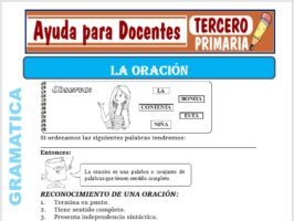 Modelo de la Ficha de La Oración para Tercero de Primaria