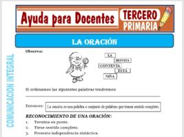 Modelo de la Ficha de La Oración para Tercero de Primaria