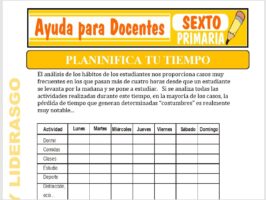 Modelo de la Ficha de Planifica tu Tiempo para Sexto de Primaria