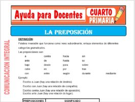Modelo de la Ficha de La Preposición para Cuarto de Primaria