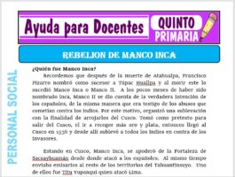 Modelo de la Ficha de La Revelación de Manco Inca para Quinto de Primaria