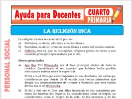 Modelo de la Ficha de La Religión Inca para Cuarto de Primaria
