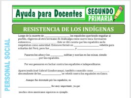 Modelo de la Ficha de La Resistencia Indígena para Segundo de Primaria