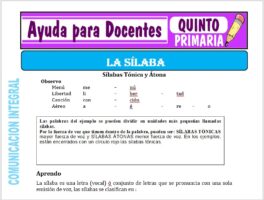 Modelo de la Ficha de La Sílaba para Quinto de Primaria