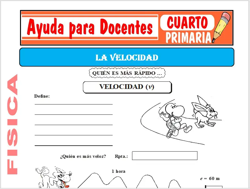 Modelo de la Ficha de La Velocidad para Cuarto de Primaria Modelo de la Ficha de La Velocidad para Cuarto de Primaria