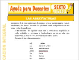 Modelo de la Ficha de Las Abreviaturas para Sexto de Primaria