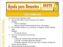 Modelo de la Ficha de Las Comillas para Sexto de Primaria
