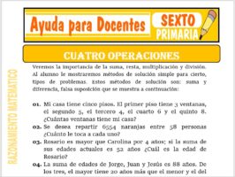 Modelo de la Ficha de Las Cuatro Operaciones para Sexto de Primaria