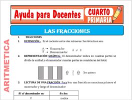 Modelo de la Ficha de Las Fracciones para Cuarto de Primaria