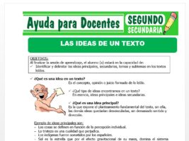 Modelo de la Ficha de Las Ideas de Un Texto para Segundo de Secundaria