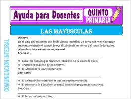 Modelo de la Ficha de Las Mayúsculas para Quinto de Primaria