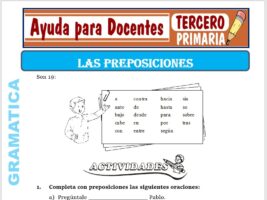 Modelo de la Ficha de Las Preposiciones para Tercero de Primaria