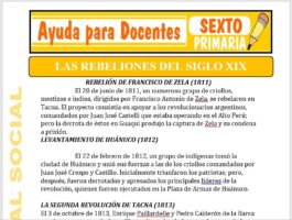 Modelo de la Ficha de Las Rebeliones del Siglo XIX para Sexto de Primaria