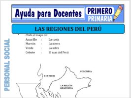 Modelo de la Ficha de Las Regiones del Perú para Primero de Primaria