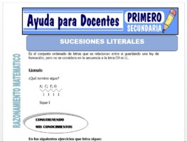 Modelo de la Ficha de Las Sucesiones Literales para Primero de Secundaria