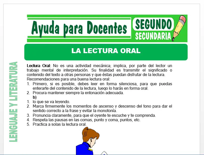 Modelo de la Ficha de Lectura Oral para Segundo de Secundaria