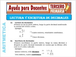 Modelo de la Ficha de Lectura y Escritura de Números Decimales para Tercero de Primaria