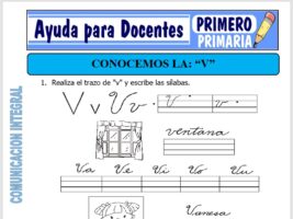Modelo de la Ficha de Leemos la V para Primero de Primaria