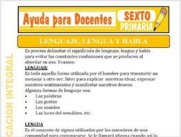 Modelo de la Ficha de Lenguaje - Lengua y Habla para Sexto de Primaria