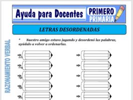 Modelo de la Ficha de Letras Desordenadas para Primero de Primaria