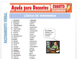 Modelo de la Ficha de Léxico de Sinónimos para Cuarto de Secundaria
