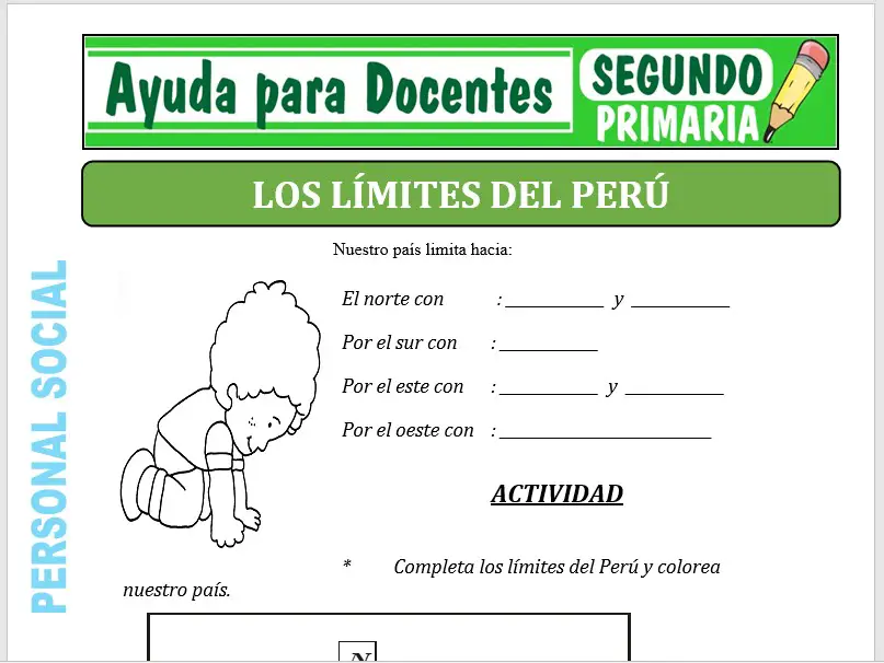 Modelo de la Ficha de Límites del Perú para Segundo de Primaria