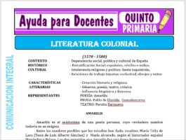 Modelo de la Ficha de La Literatura Colonial para Quinto de Primaria
