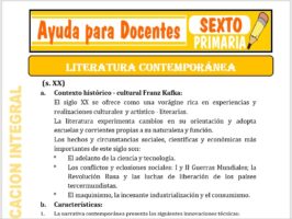 Modelo de la Ficha de Literatura Contemporánea para Sexto de Primaria
