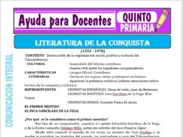 Modelo de la Ficha de Literatura de la Conquista para Quinto de Primaria