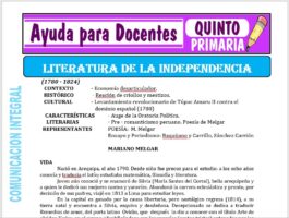 Modelo de la Ficha de Literatura de la Independencia para Quinto de Primaria
